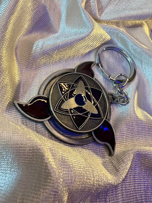 Sasuke Uchiha Eternal Mangekyou Sharingan Metal Keychain (Naruto)