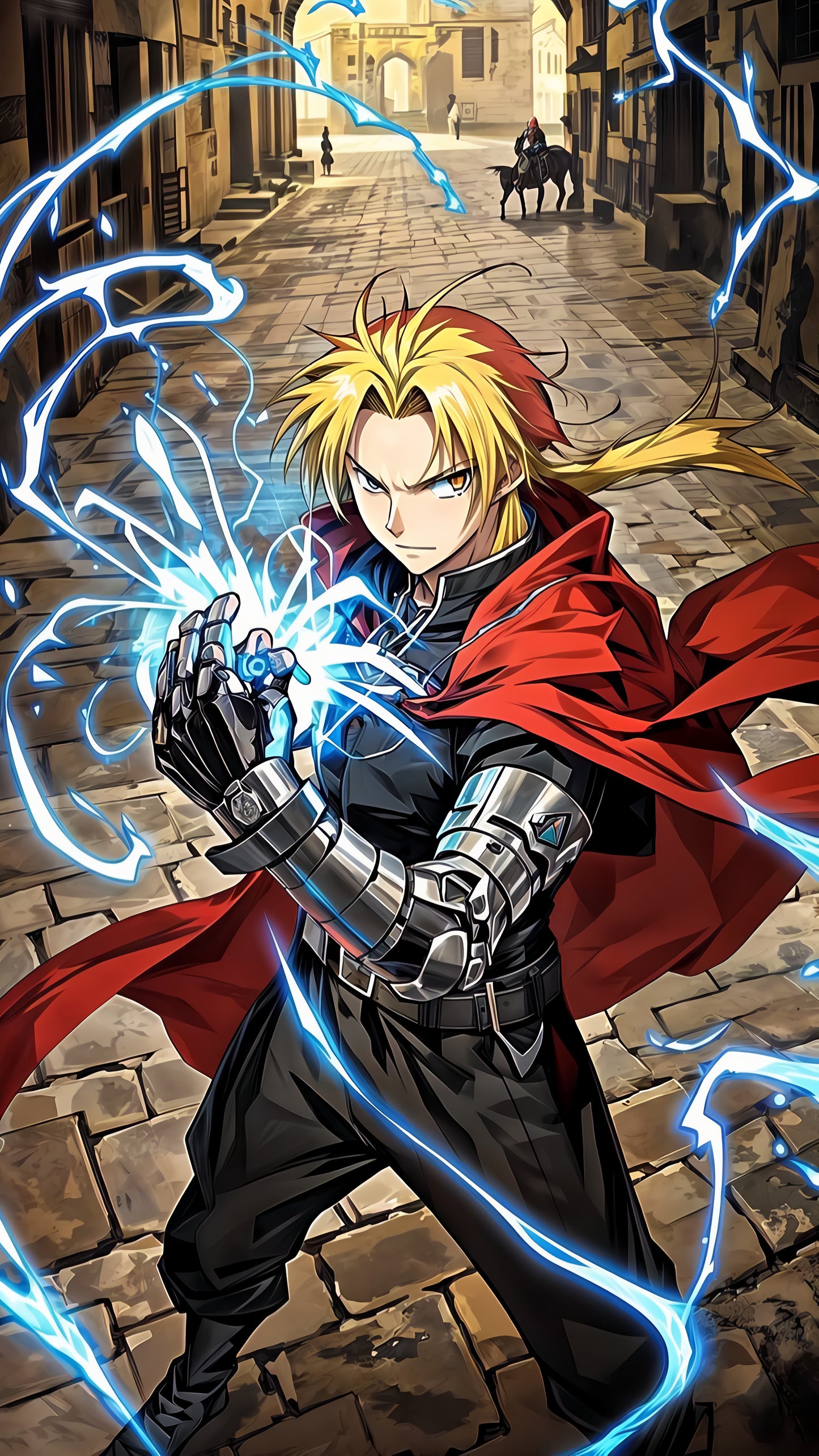 Anime Warrior Lightning Poster – Red Cloak Edition (alchmist)
