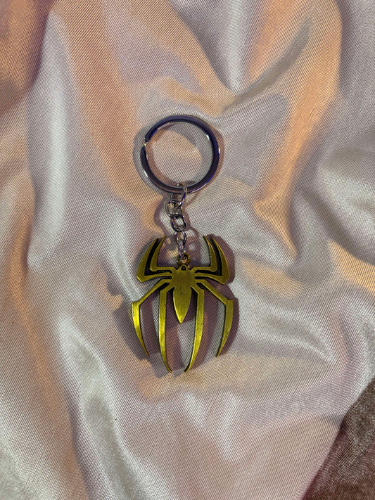 Golden Spider-Man Emblem Metal Keychain