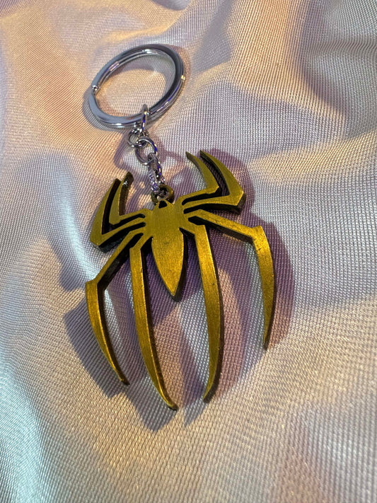 Golden Spider-Man Emblem Metal Keychain