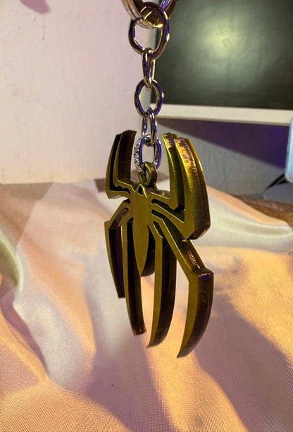 Golden Spider-Man Emblem Metal Keychain