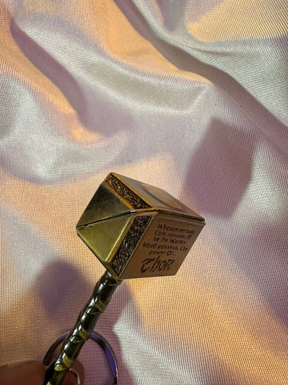 : Antique Bronze Mjolnir Thor's Hammer Metal Keychain (Marvel)