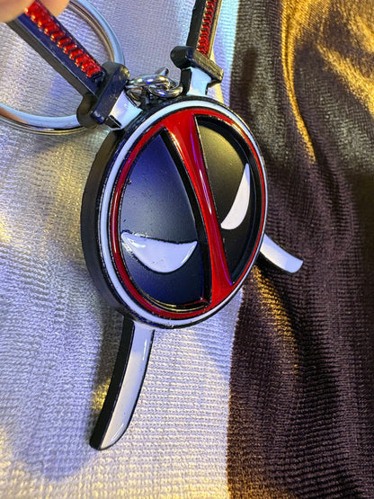 Deadpool Mask & Crossed Katanas Enamel Keychain (Marvel)