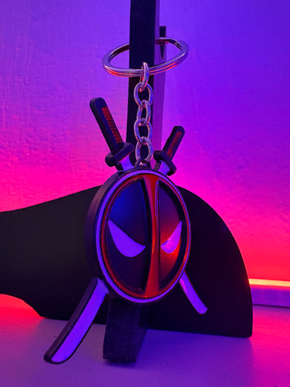 Deadpool Mask & Crossed Katanas Enamel Keychain (Marvel)