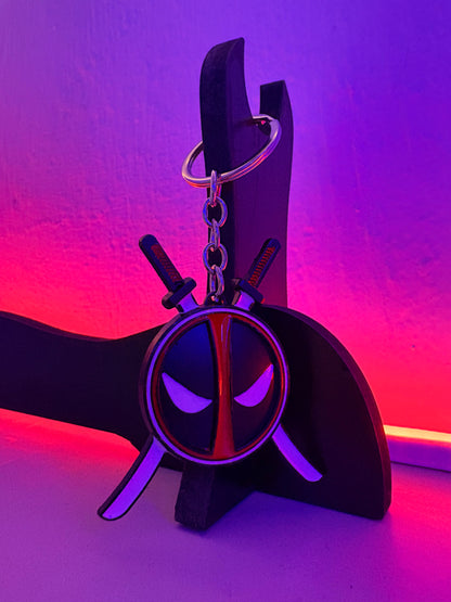 Deadpool Mask & Crossed Katanas Enamel Keychain (Marvel)