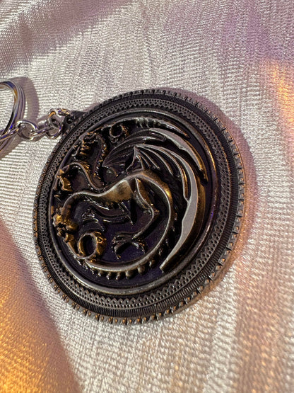 House Targaryen Dragon Medallion Metal Keychain (Game of Thrones)