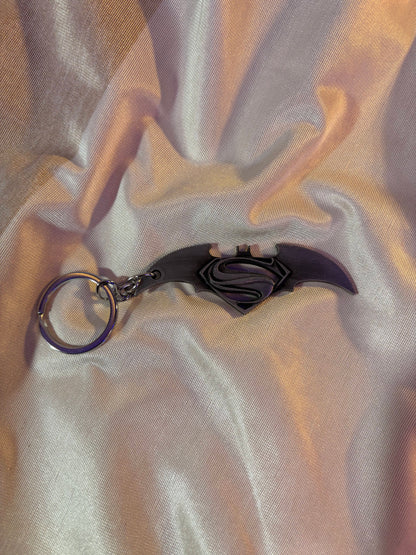 SUPERMAN & BATMAN METALLIC KEYCHAIN
